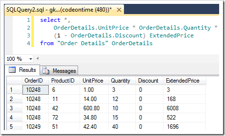 Result of 'SQL Formula' incorporated in SELECT statement 