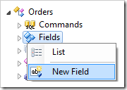 New Field context menu option for Orders data controller.