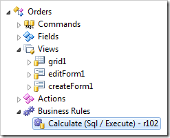 Calculate SQL Business Rule in Orders controller of Project Explorer.