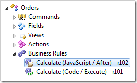Calculate JavaScript Business Rule in Orders controller of Project Explorer.