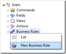 Creating a new business rule for Users data controller.