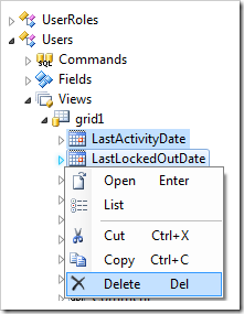 Deleteing data fields 'LastActivityDate' and 'LastLockedOutDate'.
