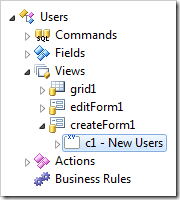 Category 'c1 - New Users' of createForm1 view.
