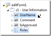 Dropping Roles data field on the right side of UserName to place it second in the category.