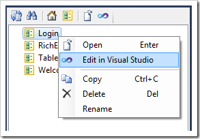Activating Visual Studio to modify the 'Login' user control 