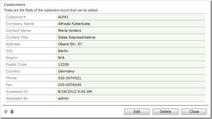 AccessedOn and AccessedBy fields are populated in the web application.