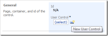'New User Control' button on the 'New Control' page