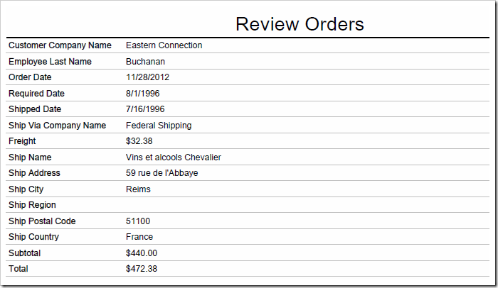 Customer Order Form Template from codeontime.com