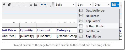 Enabling a gray bottom border for the table cells.