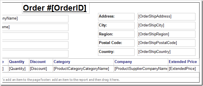 Five fields on the right side of the header for the report.