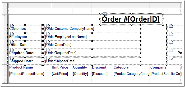 Pasting the header elements inside the first row of the group.