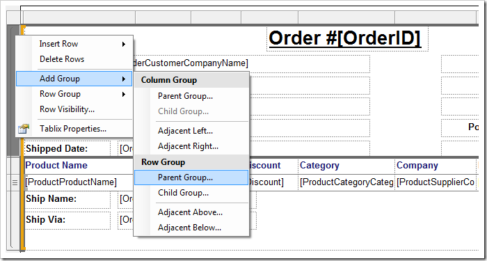 Adding another parent row group.