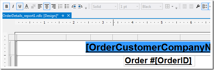 Changing the text properties of the first row.