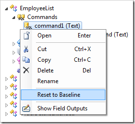 Resetting command text to the baseline for 'EmployeeList' controller.