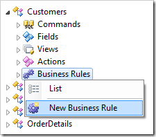 Creating a new business rule for Customers controller.