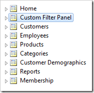 Page 'Custom Filter Panel' has been placed second in the menu.