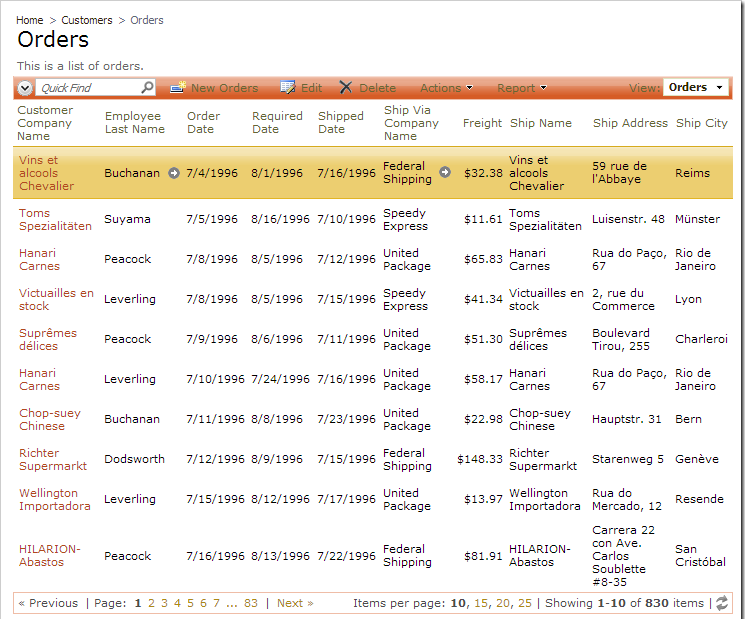 Notes data view is being filtered by OrderID and ProductID of Order Details view.