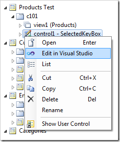 Editing the user control in Visual Studio.