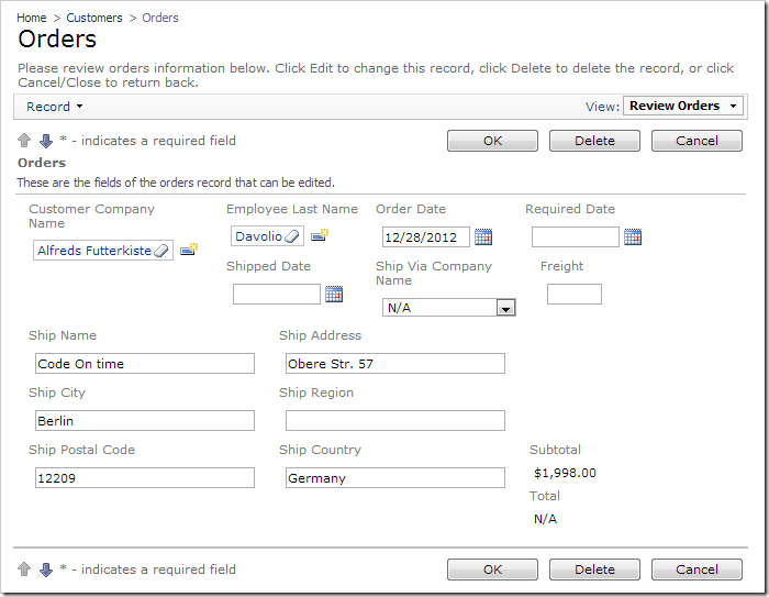 Committed order values can be changed on the 'Orders' page.