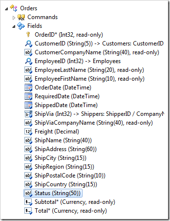 Status field of Orders controller.