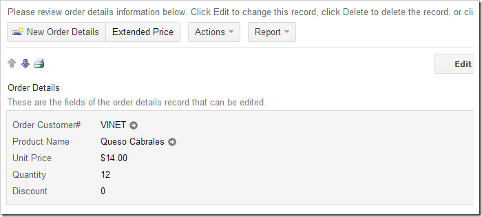 Extended Price action displayed in view 'editForm1'.