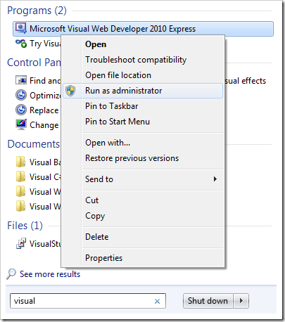 Running Visual Studio as administrator.