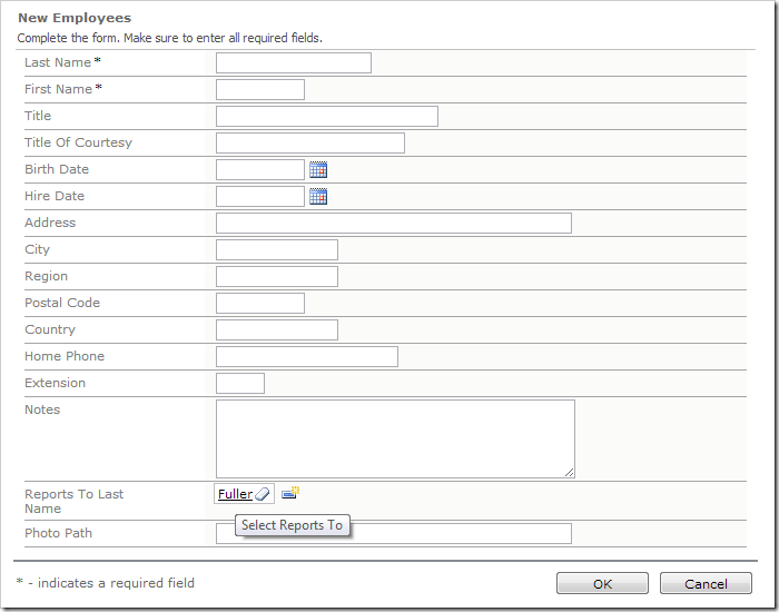 Default value for Reports To has been populated and displays correctly.