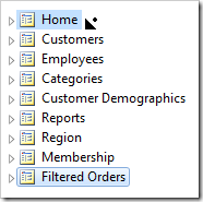 Dropping 'Filtered Orders' page node on the right side of 'Home' page node.