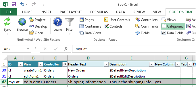 Adding a new category to Orders controller.