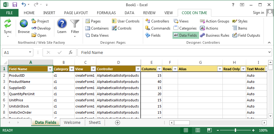 Development Tools For Excel Data Fields