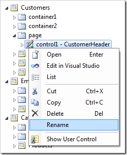 Renaming the new control in the 'page' container.
