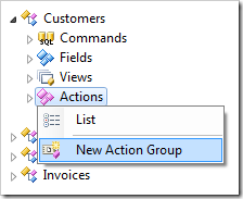 Adding a new action group to Customers controller.