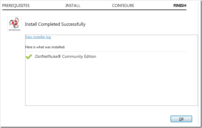 Installing DotNetNuke Community Edition.