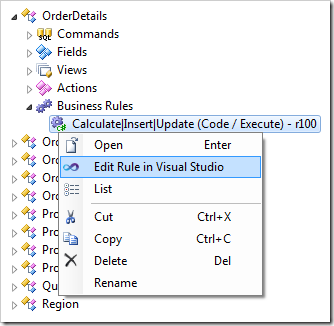 Editing the rule in Visual Studio.