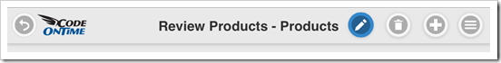 Tap a toolbar icon to activate a corresponding action available in a form view of an app created with Code On Time mobile app generator.