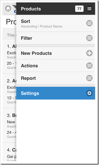Standard 'Settings' context menu option is always available to end users of apps with Touch UI.
