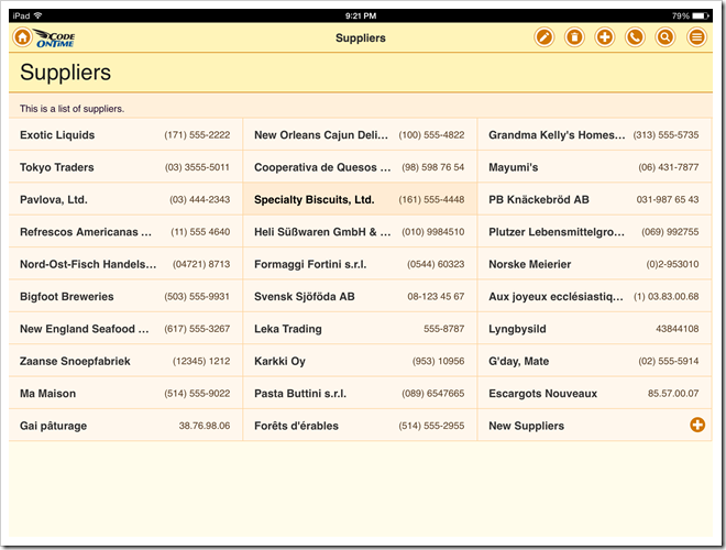 List with the fields tagged as 'item-heading' and 'item-aside' in an app with Touch UI.