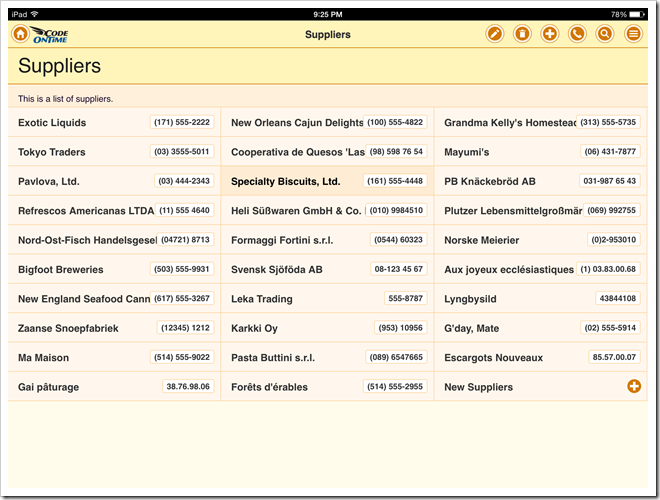 List with the fields tagged as 'item-heading' and 'item-count' in an app with Touch UI.