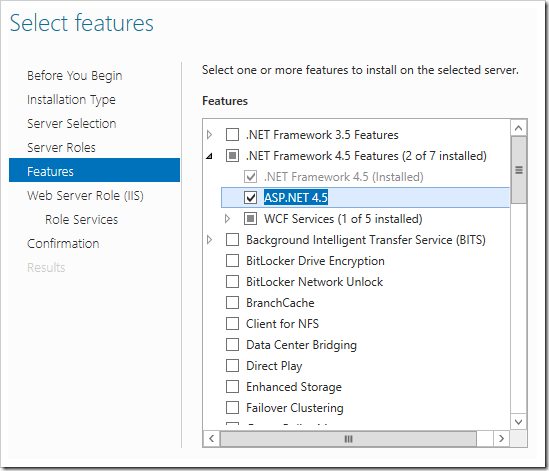 Enabling ASP.NET 4.5 Features.