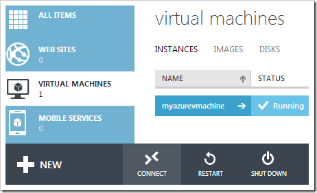 Downloading the rdp file for the virtual machine.