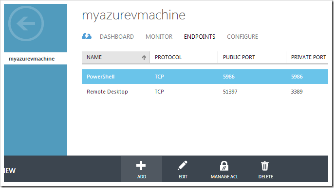 Adding a new endpoint to the virtual machine.