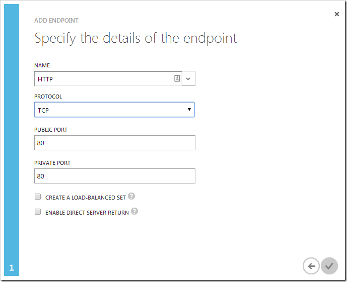 Adding an HTTP endpoint - TCP port 80.