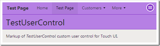 User controls show the control name as page header by default.