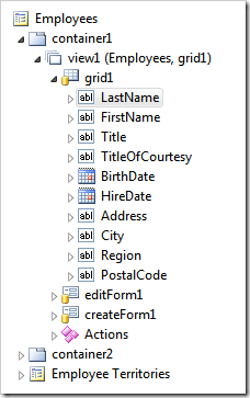 Changing tags of data fields in Project Explorer of Code On Time app generator.