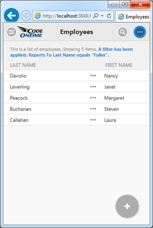 Activating context menu in Touch UI app created with Code On Time.
