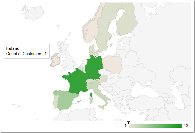 The geo chart is set to only render the region of Europe.