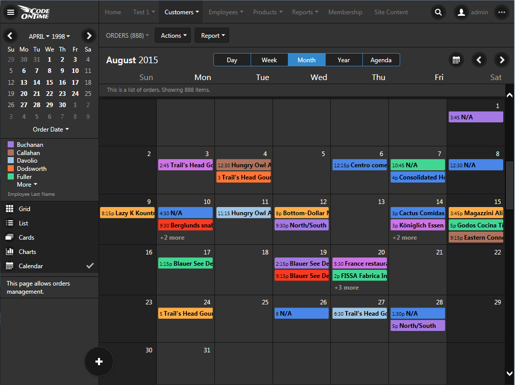 Calendar view style in Touch UI