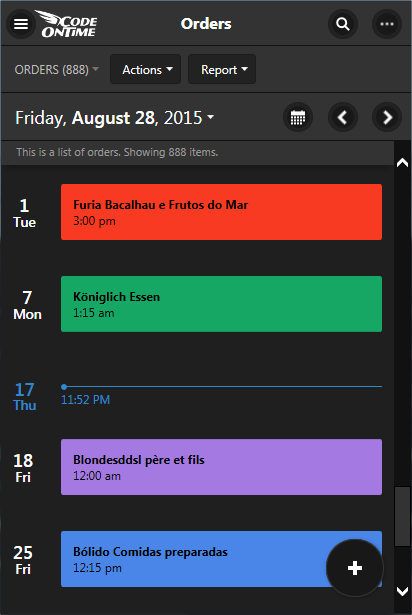 Agenda mode of Calendar view style is a perfect To-Do list for end users of apps created with Code On Time.