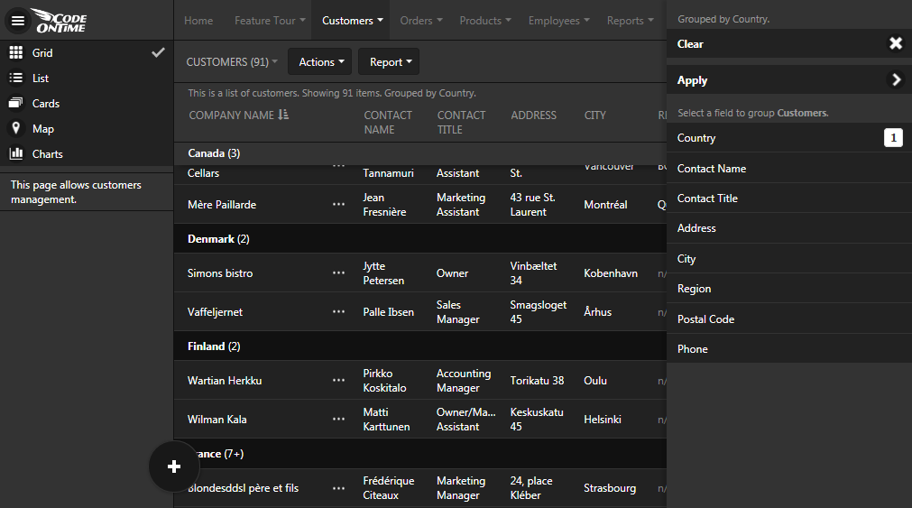 Multi-column grouping simplifies work of users with data in apps with Touch UI.