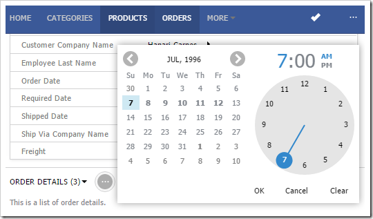 Calendar Input on small screens will cover input and show OK, Cancel, Clear buttons.